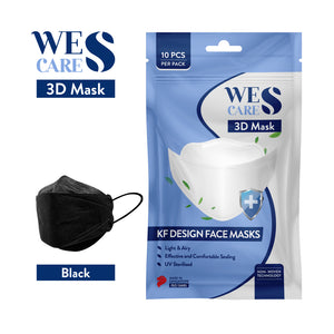 3D Premium Face Mask Black Edition [20Pc] (KF94 Design) | Made In Singapore | BFE 99.9% UV Sterilised